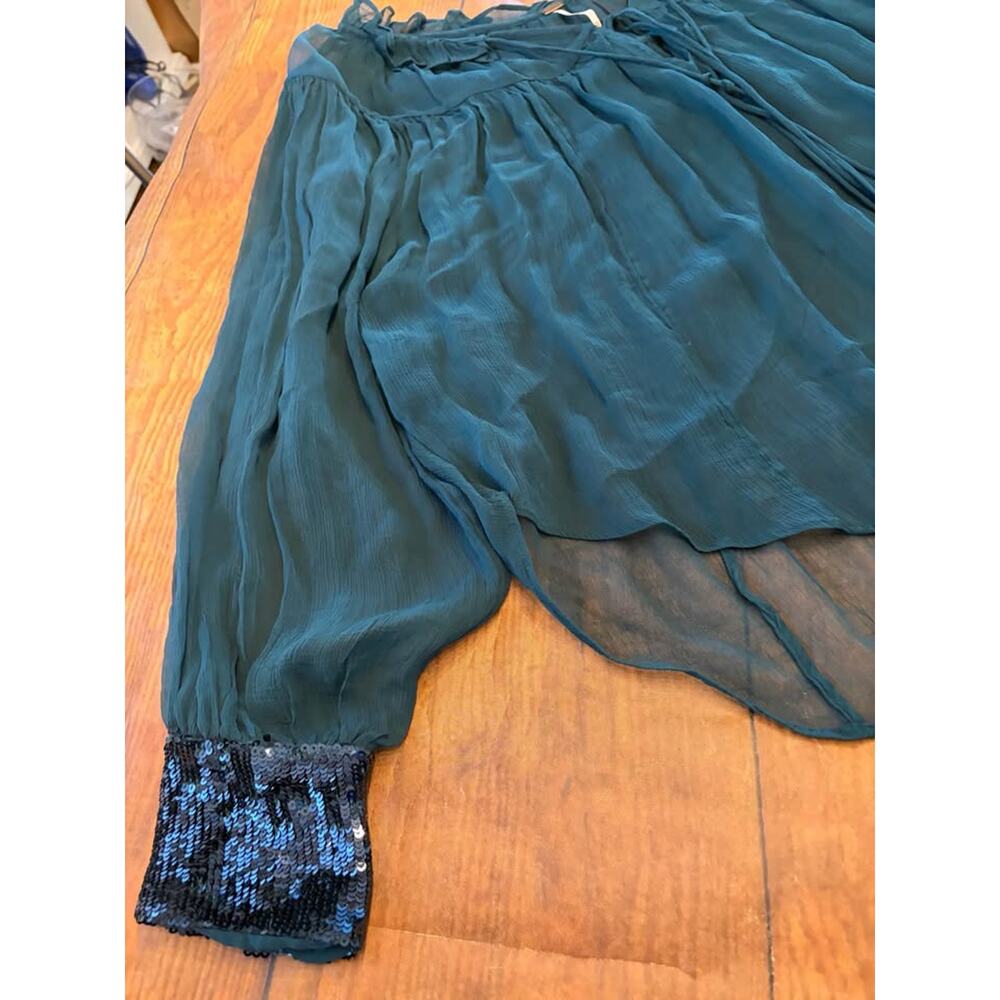 Sz XS - Free People Boho Sheer Sequin Top - Picture 3 of 6